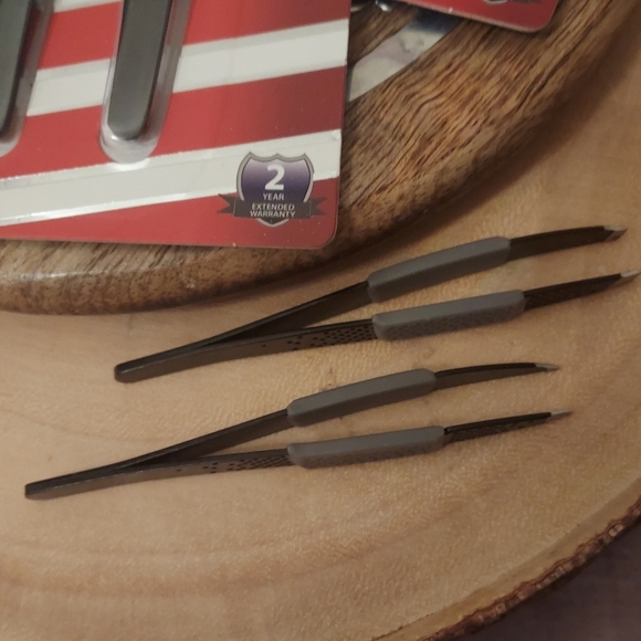 Barbasol Grooming Barbasol Lot Of 2 Slant And Point Tweezer Set Stainless Steel Nonslip